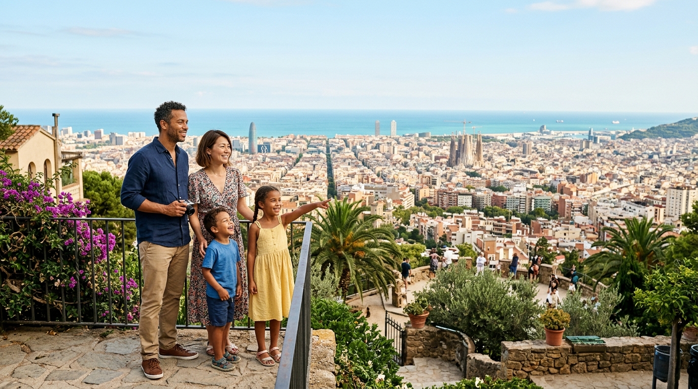 International family living in Barcelona with children